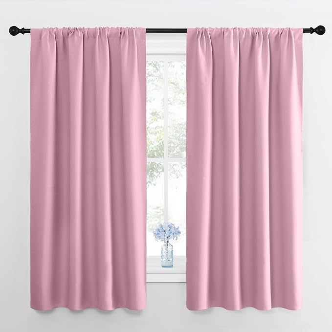 NICETOWN Kitchen Curtains, Short Blackout Drapes, Rouge Pink, Thermal Insulated by NICETOWN