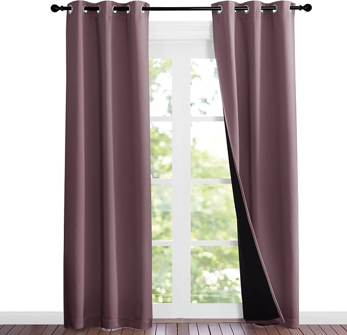 NICETOWN Dry Rose Blackout Curtains 84 inches Long, Full Light Blocking Drapes - Image 2