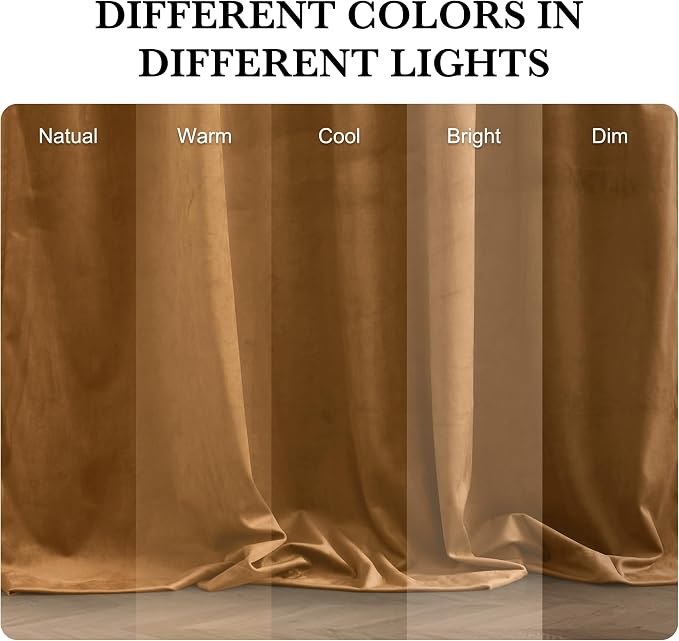RYB HOME Luxurious Bronze Velvet Curtain Panels - Image 6