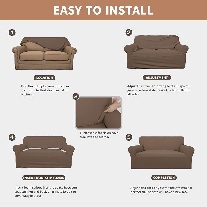 Easy-Going 100% Waterproof Loveseat Couch Cover, Dual Waterproof Sofa Cover - Image 5