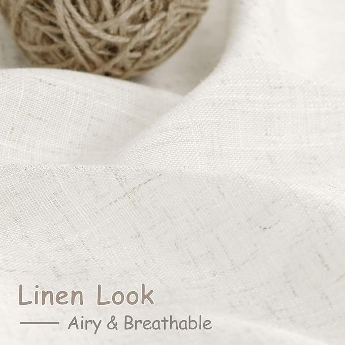 Nanspring Beige White Linen Curtains 63 Inch Length - Image 4