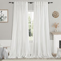 Off White Curtain 102 inches Long 2 Panels Set by Nanspring