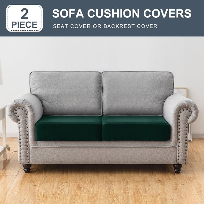 Couch Cover Stretch Velvet Sofa Cushion Cover 2-Piece - Image 3