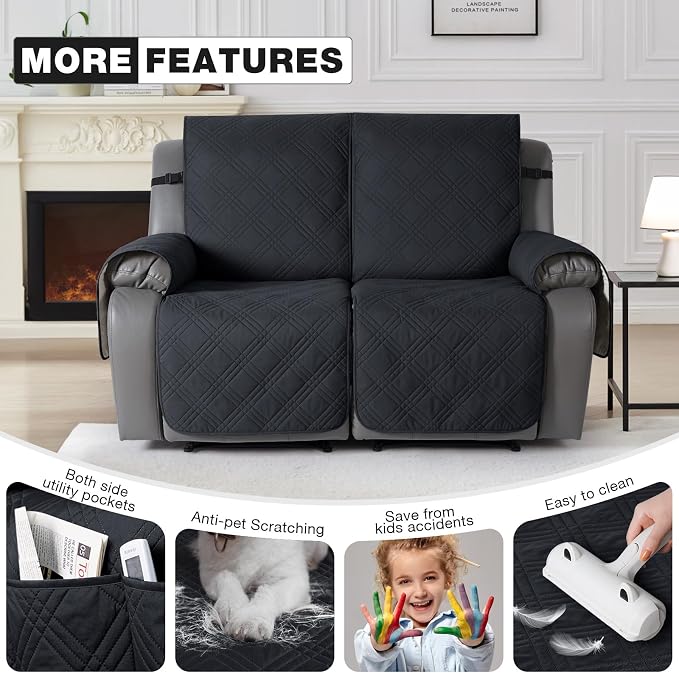 TAOCOCO 100% Waterproof Loveseat Recliner Cover, Non Slip Split Loveseat Covers - Image 6
