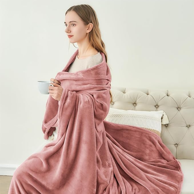 BEDELITE Fleece Blanket Dusty Pink Throw Blankets - Image 4