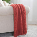 BOURINA Rust Throw Blanket 50 x90 Inches Textured Solid Soft Sofa Throw Bed by BOURINA