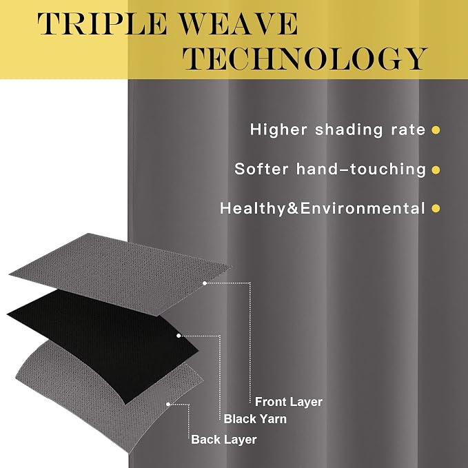 NICETOWN Blackout Gray Curtain 102 inch Length, Grommet Extra Long Thermal - Image 3