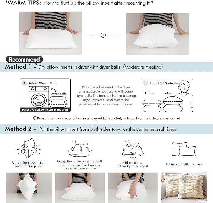 MIULEE Throw Pillow Insert Premium Pillow Stuffer Sham Square Form - Image 8