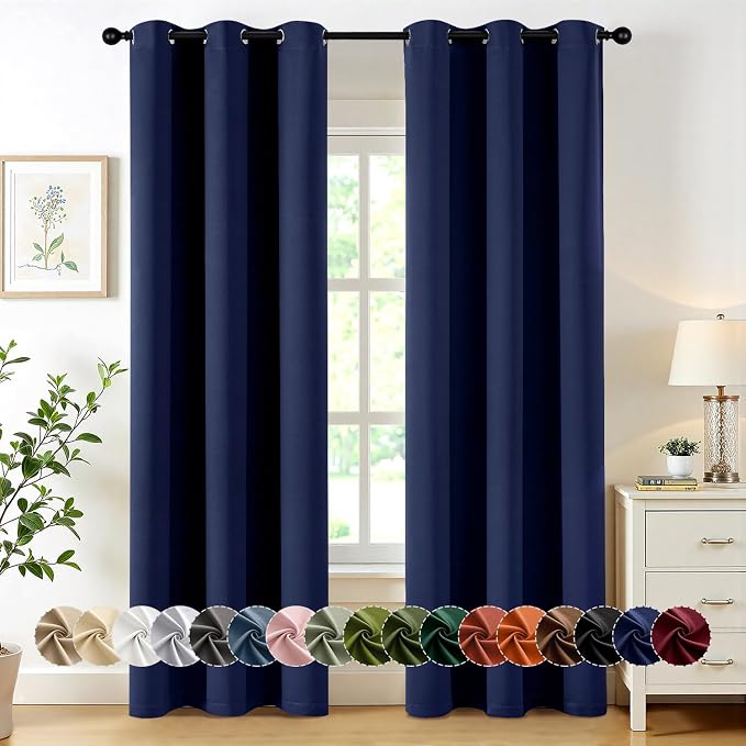 MIULEE Blackout Curtains for Bedroom 2 Panels 34 x 72 Inch Long Navy Blue | by MIULEE