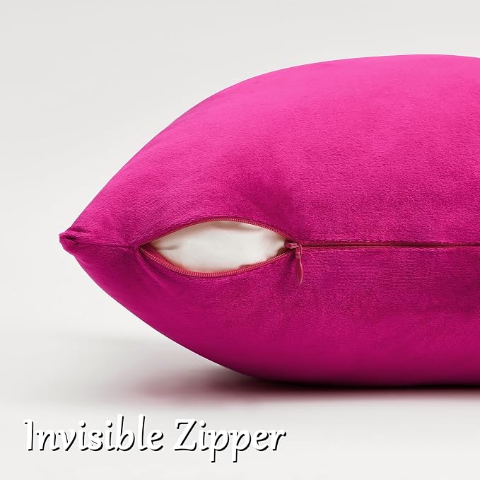 GIGIZAZA Hot Pink Velvet Pillow Covers 12x20 Decorative Pillows Pack of 2 | - Image 5