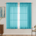 OVZME Turquoise Sheer Curtains 63 Inches Long 2 Panels Set, Light Filtering by OVZME