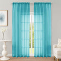 OWENIE Turquoise Sheer Curtain 90 Inches Long 2 Panels Set, Solid Filmy Drapes by OWENIE