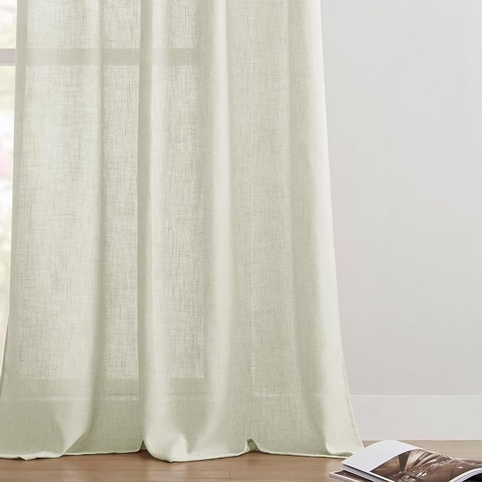 Joydeco Linen Curtains 72 Inch Length 2 Panel Sets, Light Filtering Curtains - Image 7