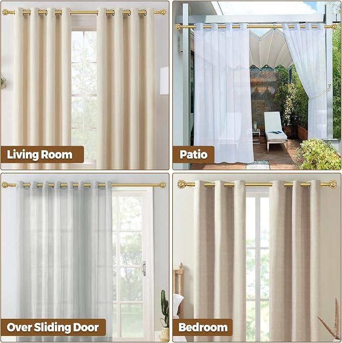 KAMANINA Curtain Rods for Windows 66 to 120 Inch, 7/8 Inch Gold Heavy Duty - Image 9