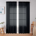 Simplebrand Black Sheer Curtains 90 Inches Long, Light Filtering Rod Pocket by Simplebrand