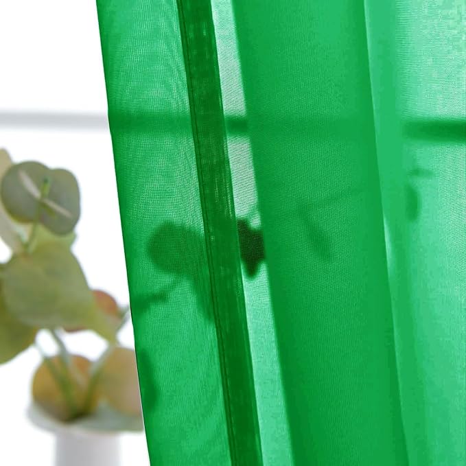 SpaceDresser Basic Rod Pocket Sheer Voile Window Curtain Panels Green 1 Pair 2 - Image 3