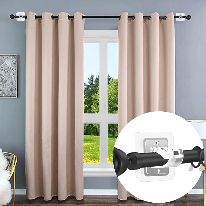 Codoule 2PCS No Drill Curtain Rod Brackets No Drilling Self Adhesive Curtain - Image 4