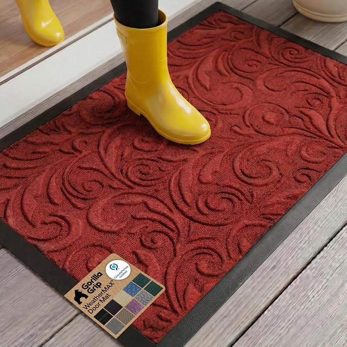 GORILLA GRIP 100% Waterproof All-Season WeatherMAX Doormat 35x23, US Designed by GorillaGrip