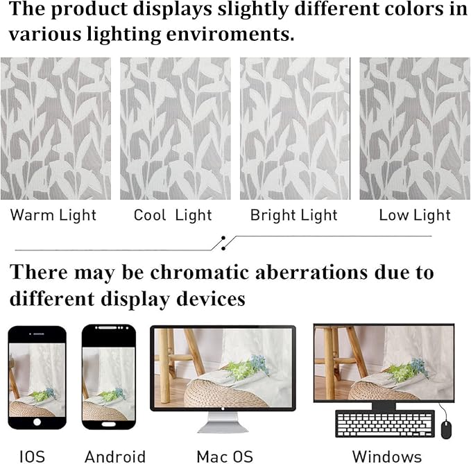 Lecloud Leia Ivory Sheer Curtains 120 Inches Long 2 Panels, Jacquard Textured - Image 6