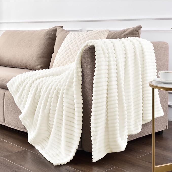 BEDELITE Fleece Blanket Full Size – 3D Ribbed Jacquard Soft and Warm Decorative - Image 7