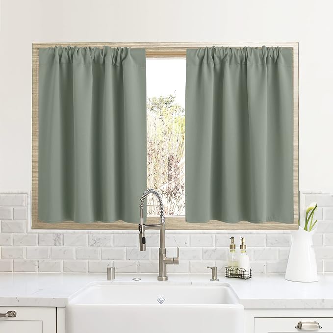 RYB HOME Blackout French Door Window Curtain Covering, Rod Pocket Thermal by RYBHOME