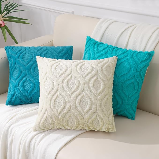 decorUhome Summer Throw Pillow Covers 26x26 Inch Set of 2, Soft Plush Faux Wool - Image 7