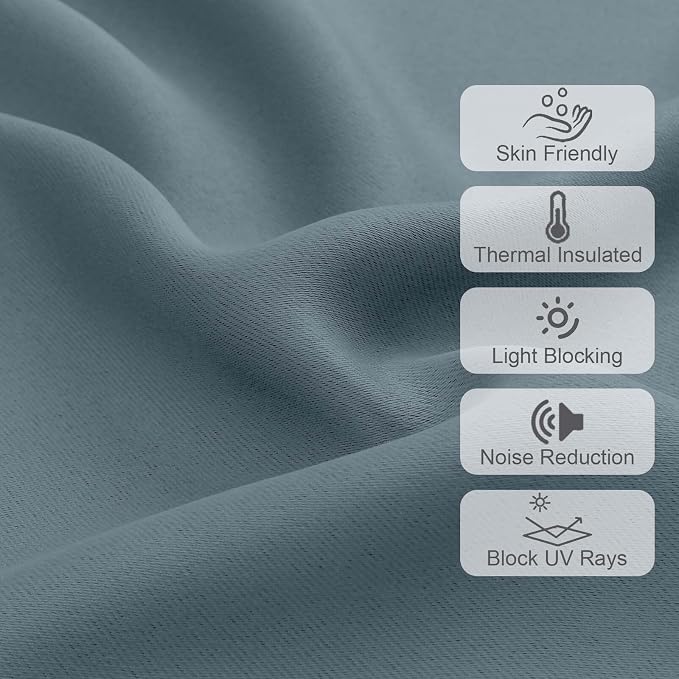 Chyhomenyc Stone Blue Valances for Window, Room Darkening Short Curtains for - Image 4