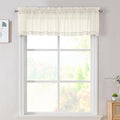 OVZME Cream Sheer Valances for Windows 14 Inch Length 2 Pcs, Light Filtering by OVZME