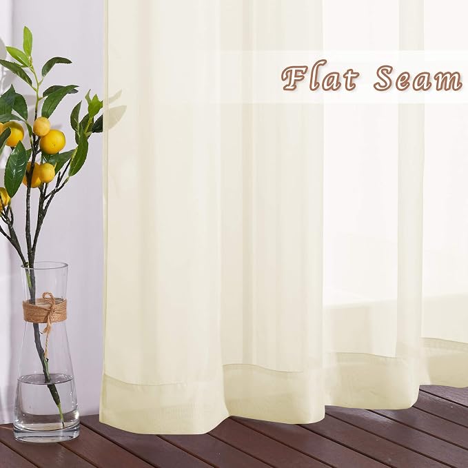 NICETOWN Sheer Curtain Panels 96 inch Cream Beige - Image 5