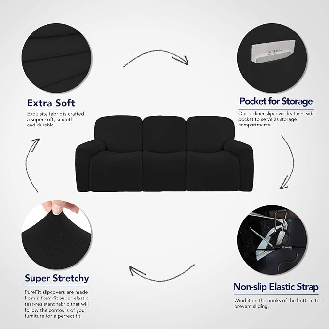 PureFit Super Stretch 3 Seats Recliner Chair Sofa Couch Cover - Image 3