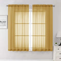 Lecloud Gold Sheer Curtains 63 Inch Length 2 Panels, Rod Pockets Window by Lecloud
