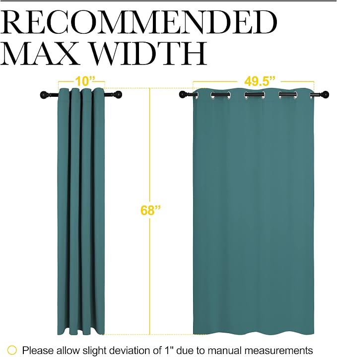 NICETOWN Bedroom Curtain Panels Blackout Draperies, Thermal Insulated Solid - Image 6