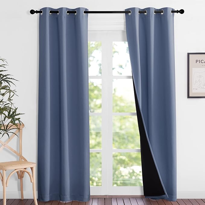 NICETOWN Full Shade Curtain Panels 84 inches Long, Pair of Energy Smart & Noise - Image 2
