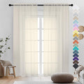 OVZME Cream Sheer Curtains 96 Inches Long 2 Panels by OVZME
