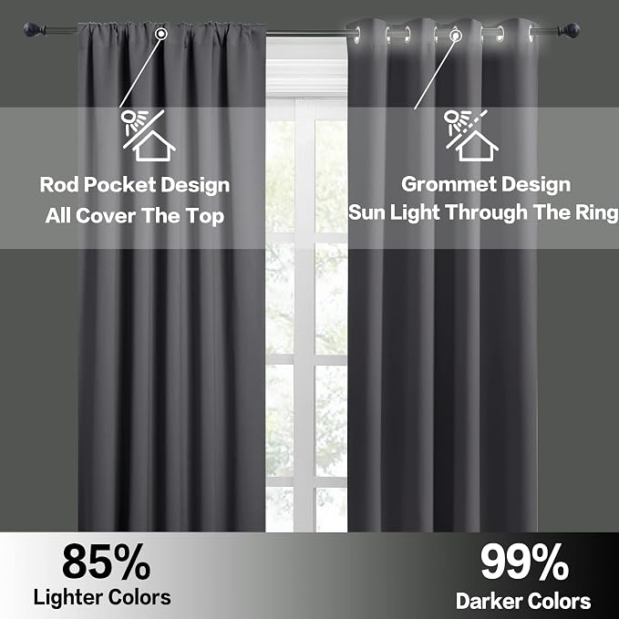 RYB HOME Basement Bathroom Kitchen Cafe Blackout Privacy Curtains, Short - Image 5