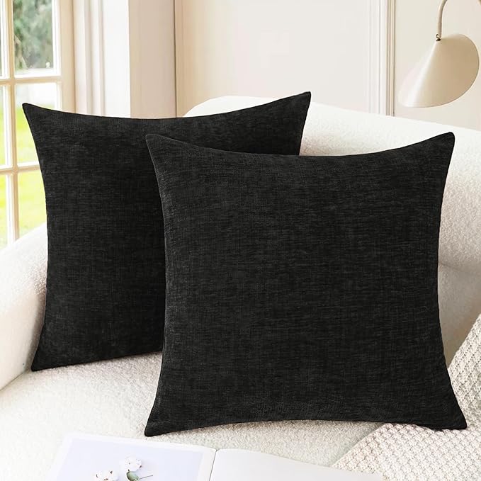 CaliTime Throw Pillow Covers Decorative 24 X 24 Inches Pack of 2 Cozy Chenille by CaliTime