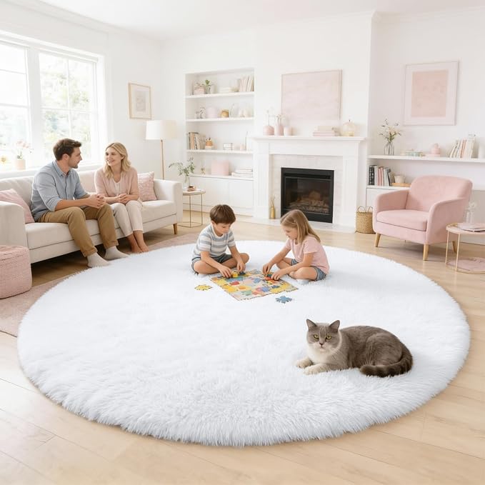 OLANLY White Round Rugs for Bedroom - Image 5