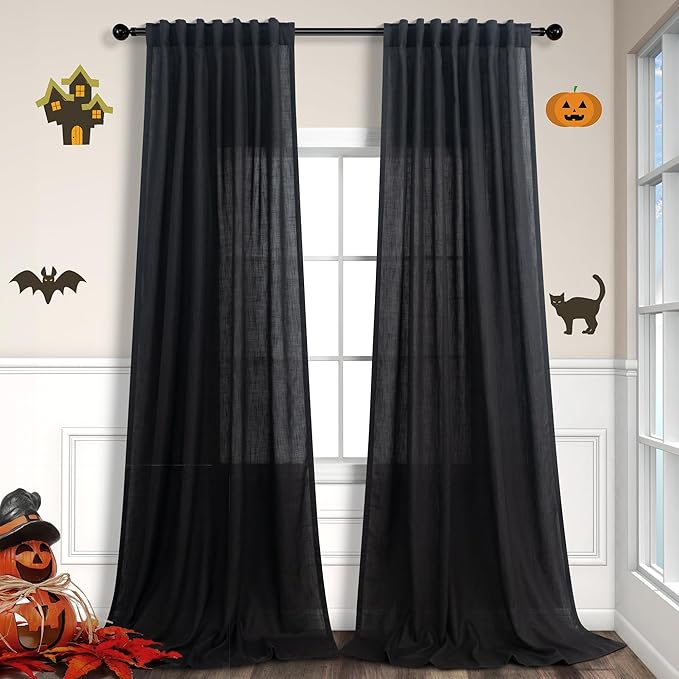 Pitalk Black Extra Long Curtains 120 Inches Long by Pitalk