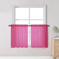 OWENIE Short Hot Pink Sheer Curtains 30 Inch Length 2 Panels Set, Kitchen by OWENIE