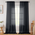 Black Sheer Curtains for Bedroom Living Room 96 Inches Long 2 Panels, Modern by WelvetBLK