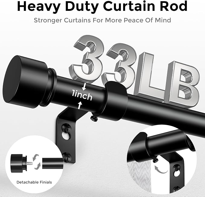2 Pack Curtain Rods for Windows 30 to 56 Inch, Decorative Adjustable Heavy Duty - Image 3