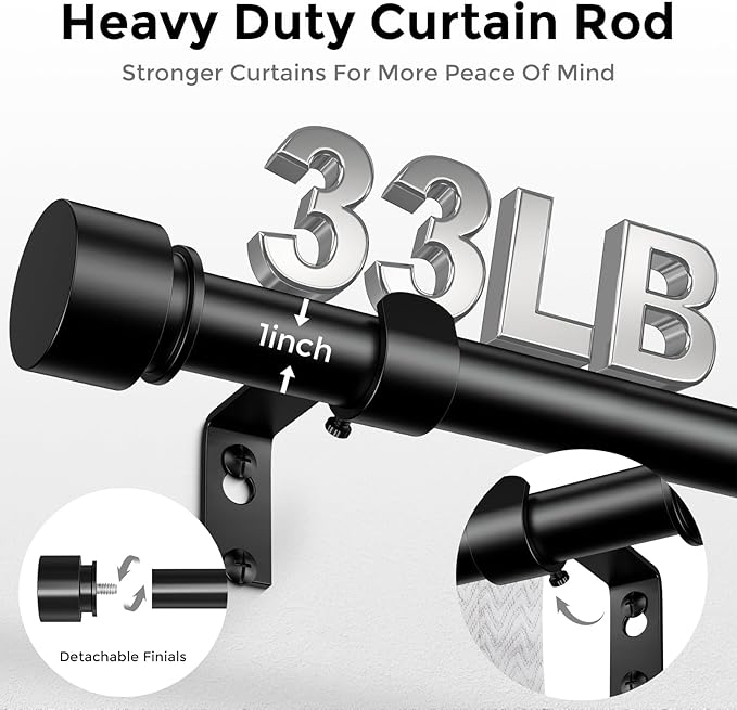 Curtain Rods for Windows 30 to 56 Inch, Decorative Adjustable Heavy Duty Easy - Image 3