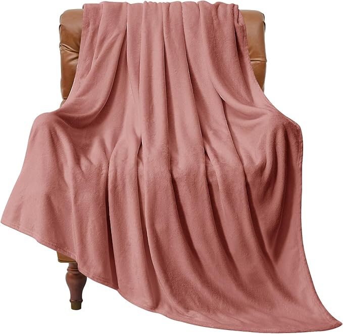 BEDELITE Fleece Blanket Twin Size Dusty Pink Throw Blankets by BEDELITE