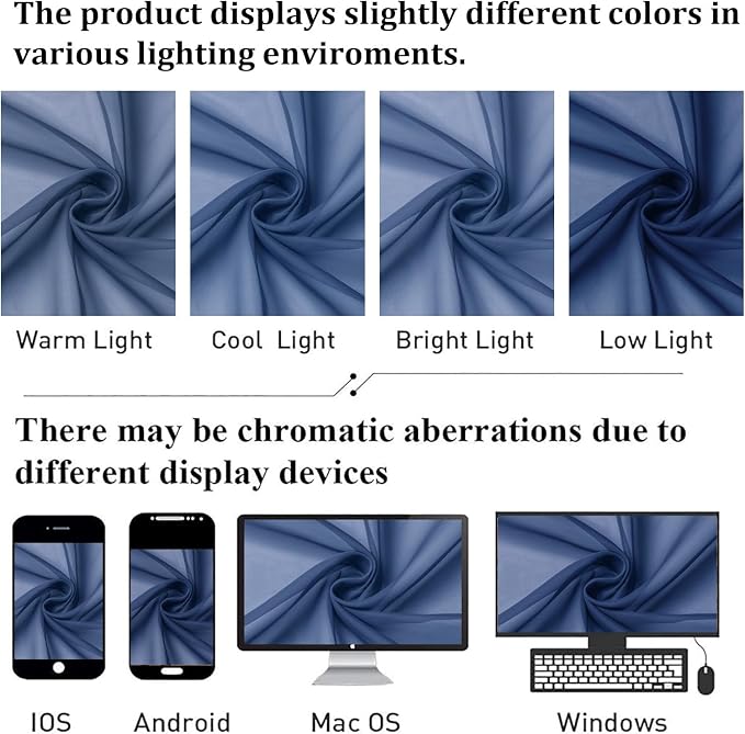Lecloud Royal Blue Sheer Curtains 78 Inches Long 2 Panels Set, Privacy Light - Image 8