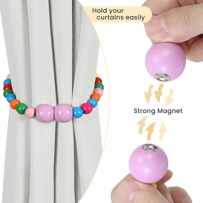 KLOGTSIND Magnetic Curtain Tiebacks, 4 Pack Curtain Holdbacks - Image 2