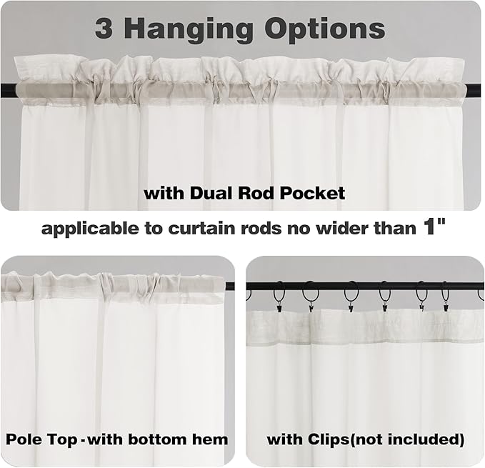 Chyhomenyc Sheer Curtains Tiers 2 Pieces Set, Light Filtering Small Curtains 24 - Image 3