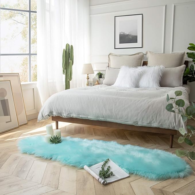 Ashler faux fur rug, Fluffy Shaggy Area Rug Ultra Soft 2 x 6 Feet Sheepskin Fur - Image 2