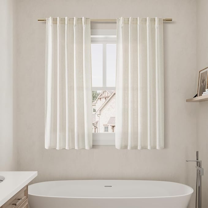 Nanspring Linen Curtains 63 Inch Length 2 Panels Set - Image 7