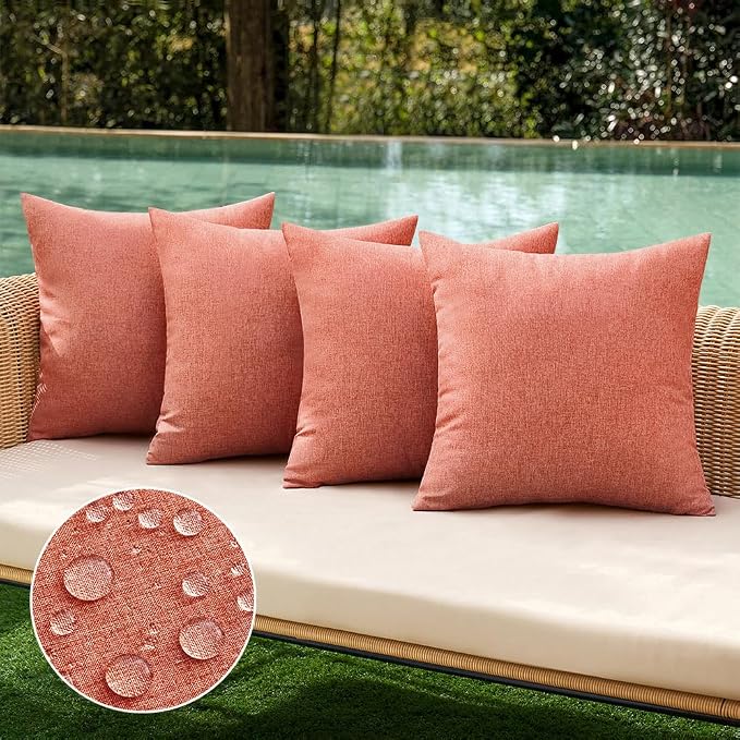 MIULEE Pack of 4 Decorative Outdoor Throw Pillow Covers Linen Waterproof Pillow by MIULEE