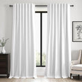 96 inch long Linen blackout curtains 2 Panels 100% Black out Linen texture by Topfinel